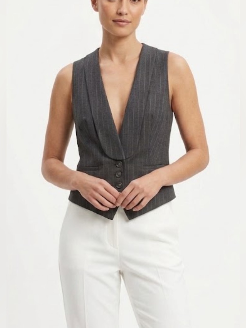 BANANA REPUBLIC Wool Blend Pinstripe Vest